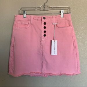 Just Black Denim Size Medium Pink Button Fly Denim Skirt NWT